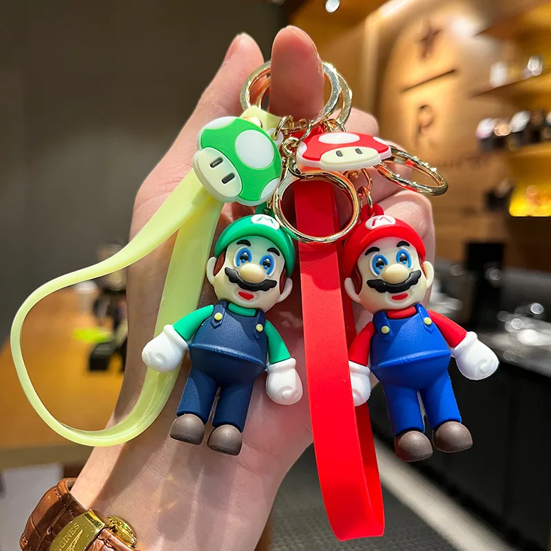 Cartoon game Super Mario keychain cute character Yoshi Peach Mario silicone pendant car key backpack decoration jewelry gift