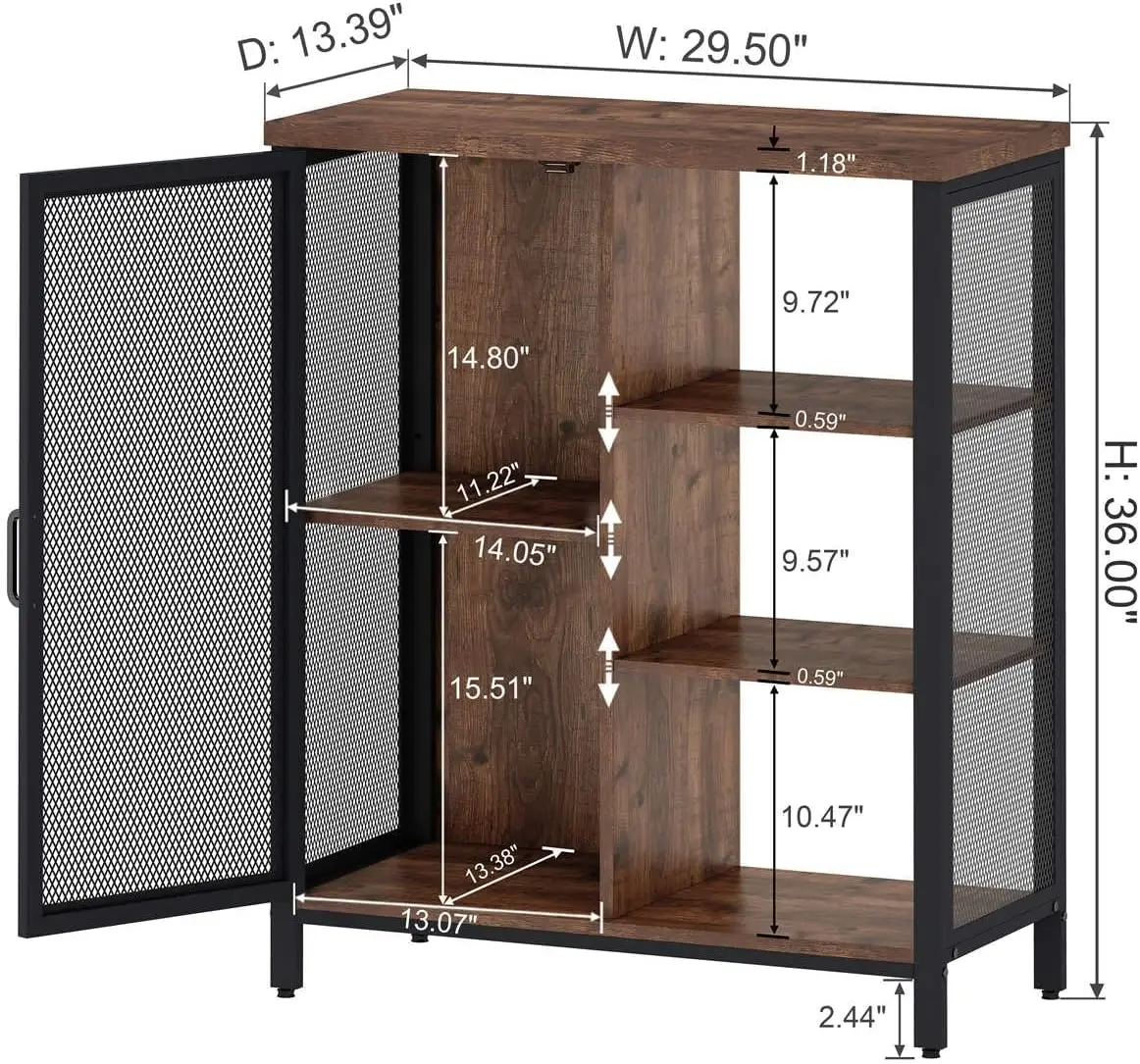 

Coffee Bar Cabinet for Home Liquor, Small Storage Cabinet for Kitchen and Entryway, Farmhouse Industrial Buffet (Rustic Oak)