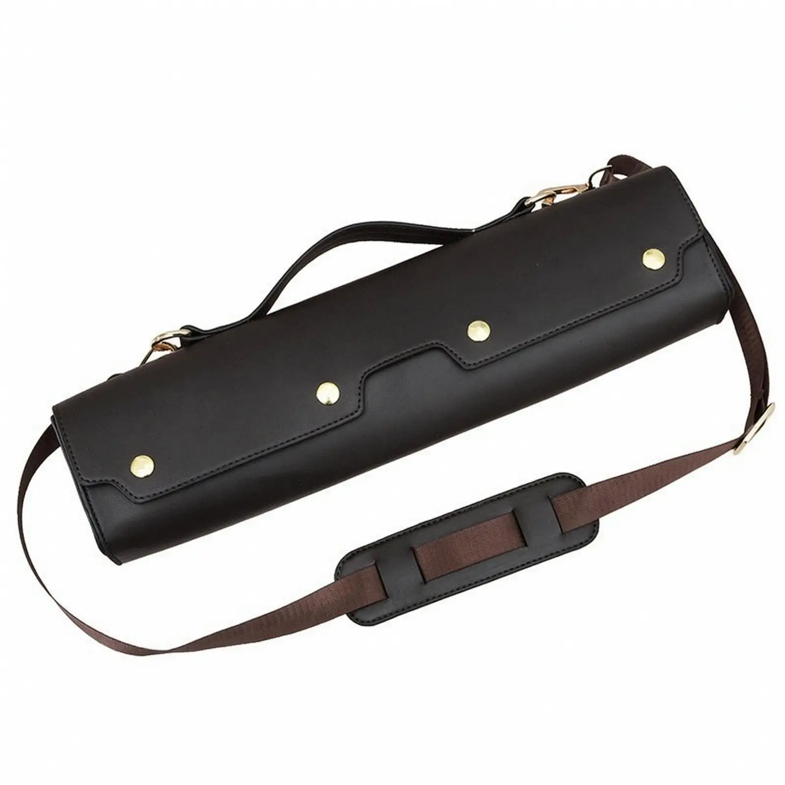 Sleek Black Flute Box with Polyester Interior and Adjustable Strap for Musicians