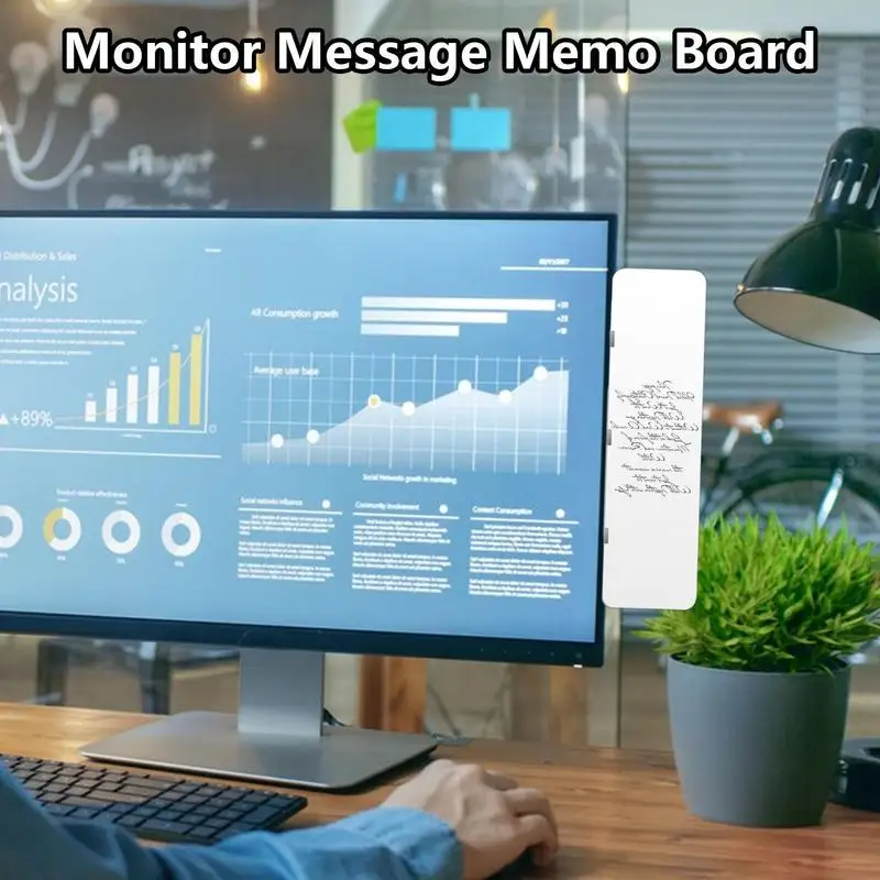 1PC Dry Erase Magnetic Message Board For Computer Monitors Side Panel Monitor Memo Board Writing Record Message Board Remind