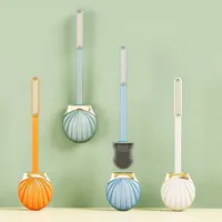 Household bathroom silicone toilet brush soft bristle non perforated wall mounted bathroom cleaning brush set