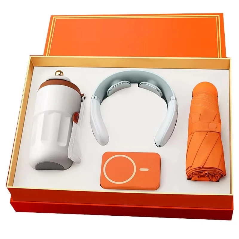 

Valentine's Day Deluxe Business Gift Set Includes Light Emitting Diode Display Thermos Cup Neck Massager Power Supply