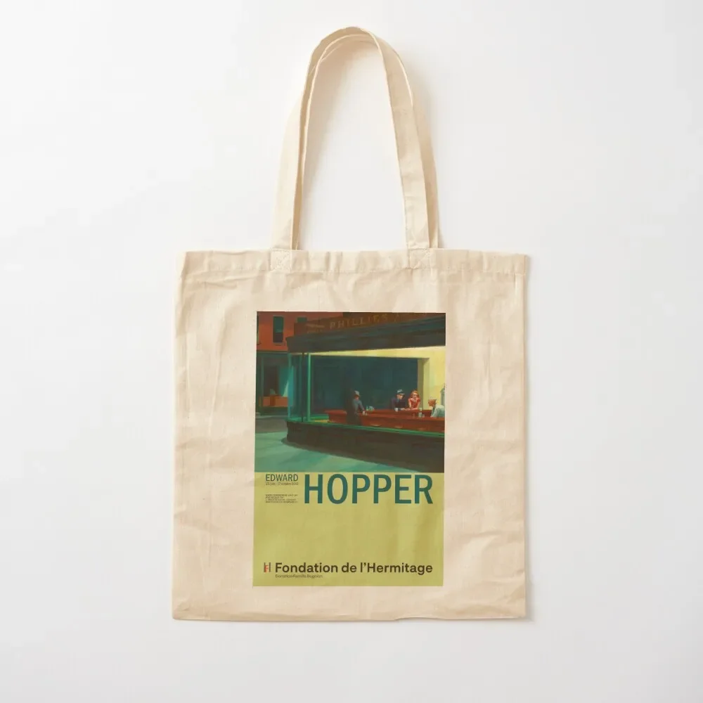 

Edward Hopper - Nighthawks - Minimalist Exhibition Art Poster Tote Bag Women's tote shopping canvas