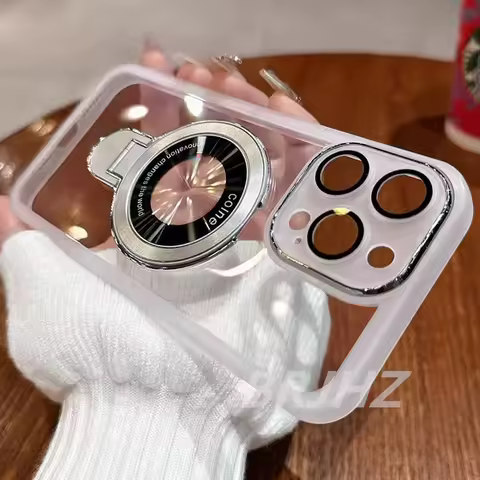 Luxury Magsafe Bracket Case For Tecno Pova 7 6 Pova6 Pro Camon 40 30 30S Pro 4G 5G Spark GO 1 Magnetic Stand Holder Clear Cover