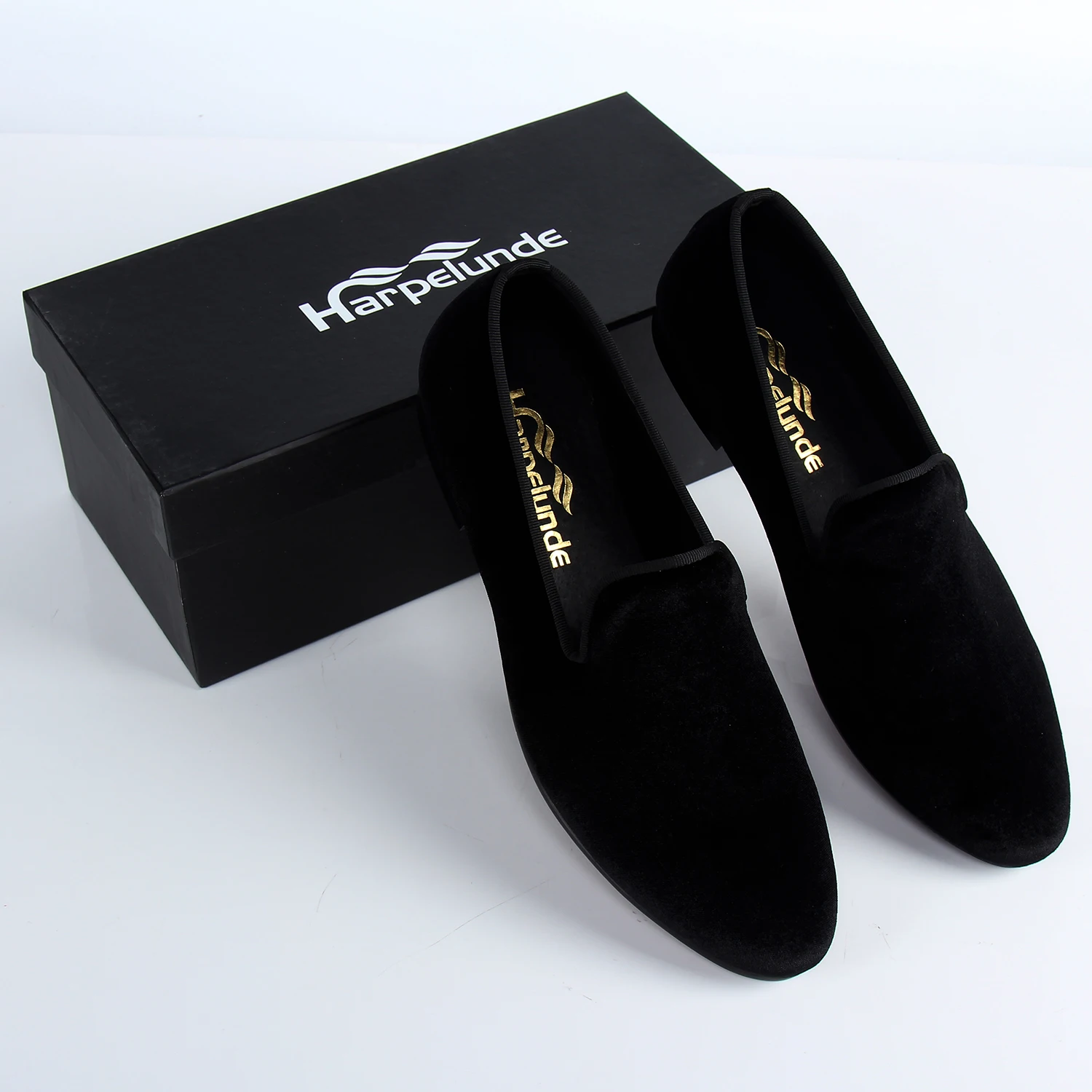Mens Velvet Dress Loafers Slip On Black Classic Formal Shoes Students Prom