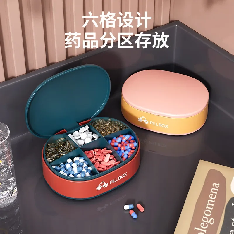 

Pill Case for Tablets 6/4 Gird Medicine Pill's Organizer Drug Capsule Plastic Storage Box Divider Weekly Travel Pill Cutter