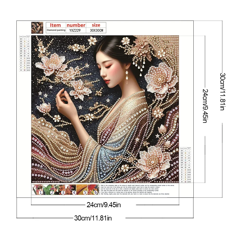 

30x30cmDIY Girl 5D Diamond Special Shape Crystal Partial Painting Kit Decor With frame