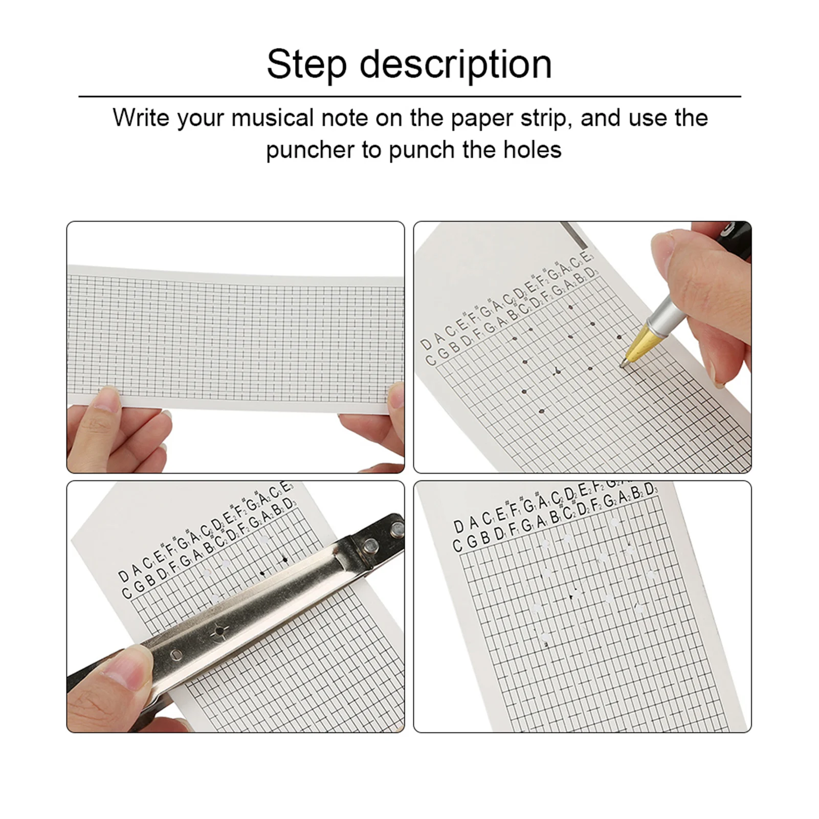 DIY 30 Note Tape Hand Crank Music Box Movement   Hole Puncher   20 Papar Tapes