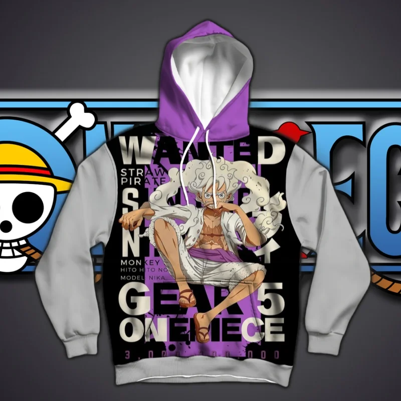 Цельная толстовка с капюшоном в стиле аниме Nika Form Luffy, модный узор, осенне-зимняя толстовка с 3D принтом, уличная толстовка, повседневная уличная одежда