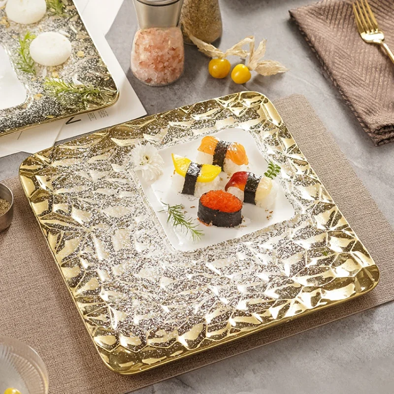 

Golden Edged Ceramic Dining Plate Sushi Plate Serving Plates Western Style Steak Plates Fruit Dish Salad Bowl Dessert Bowl Tray