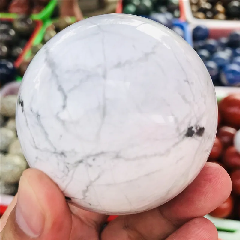 

natural white marble polished crystal healing ball