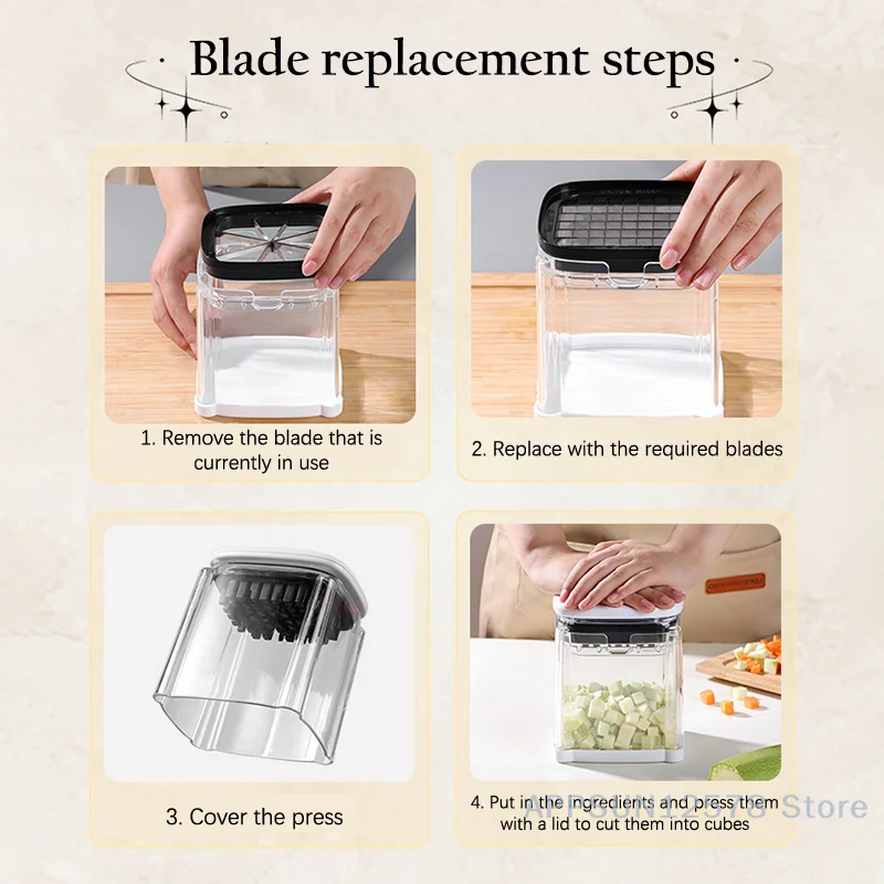 

10.Potato Fry Cutter, Mandoline Veggie Slicer with 8-Wedge Blade & Chopper Dicer.
