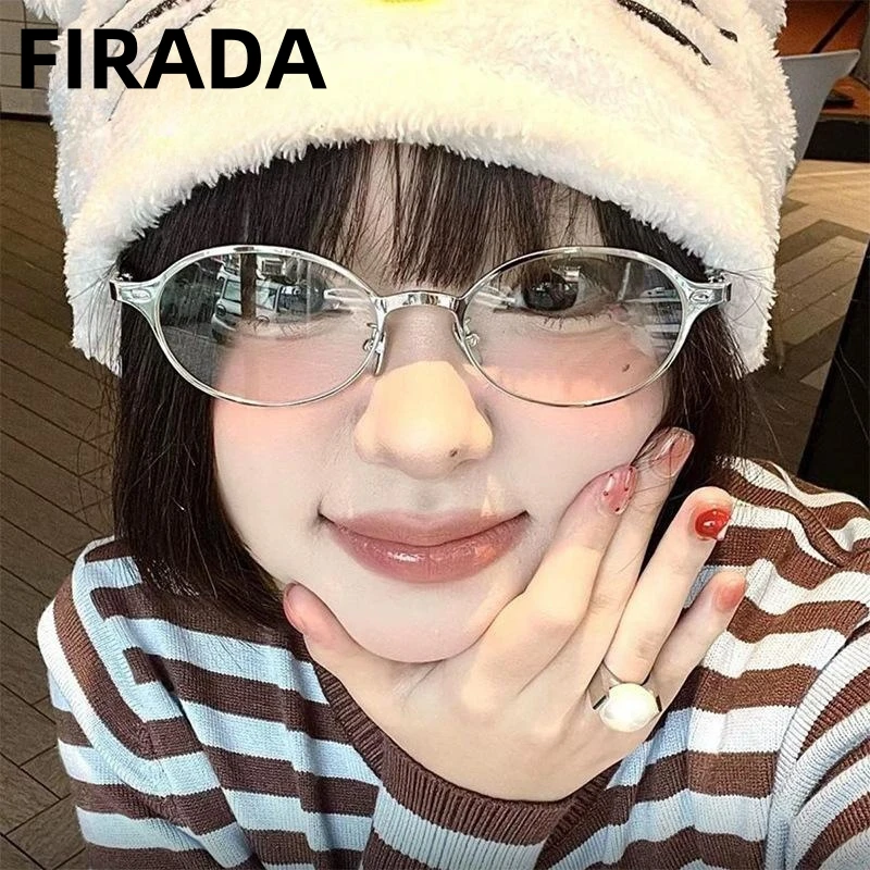 

FIRADA модные удобные очки ретро сексуальные металлические очки овальная оптическая оправа для очков по рецепту для женщин BM202407-C