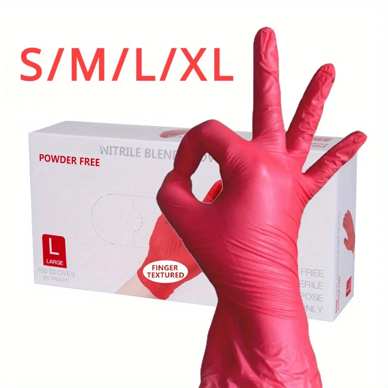 

100/50/20PCS Disposable Red Nitrile Gloves Latex Free Waterproof Durable Suitable for Kitchen Food Processing Beauty SalonFamily