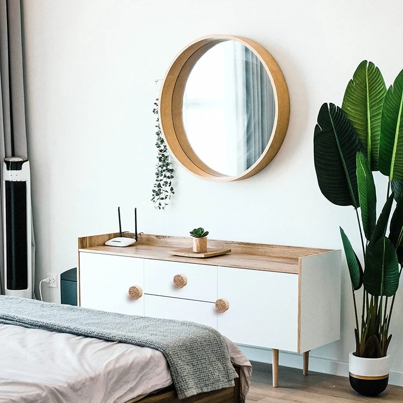 LICE-24 шт., ручки для комода из ротанга в стиле бохо, круглые деревянные ручки для ящиков, ручки для комода, фурнитура, ручки для шкафа