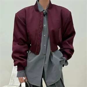 Women's jackets 2025 Winter new baseball collar slim fit pilot jacket Satin glossy women's coat cotton-padded jacket outerwear