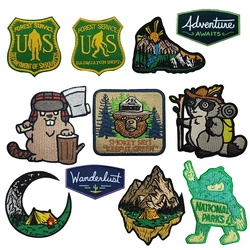 Nature Park Sunset Outdoor Scenery embroidery patch Hook Loop armband Personality morale chapter DIY backpack Tactical Patches