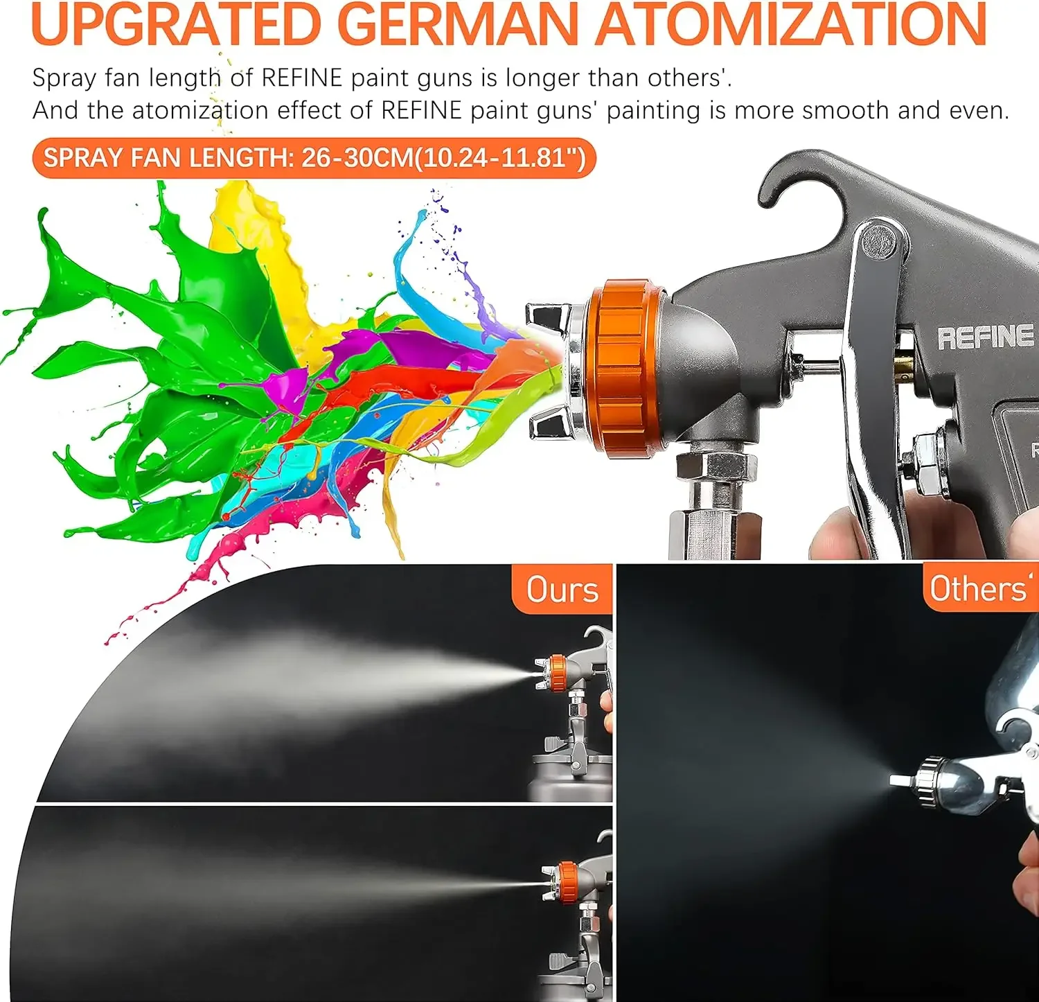 Spritzpistole, Siphon-Luftspritzpistole, 1,8 mm Düse, 1000 CC Aluminiumbecher, spezieller Prozess, leicht zu reinigen, Lackierpistole, Automobilfarbe