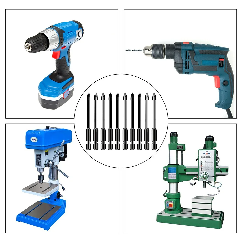 

Alloy Carbide Point Drill Bit for Tile and Glass with 4 Cutting Edges 6mm Diameter 45mm Working Length 77mm Overall Length