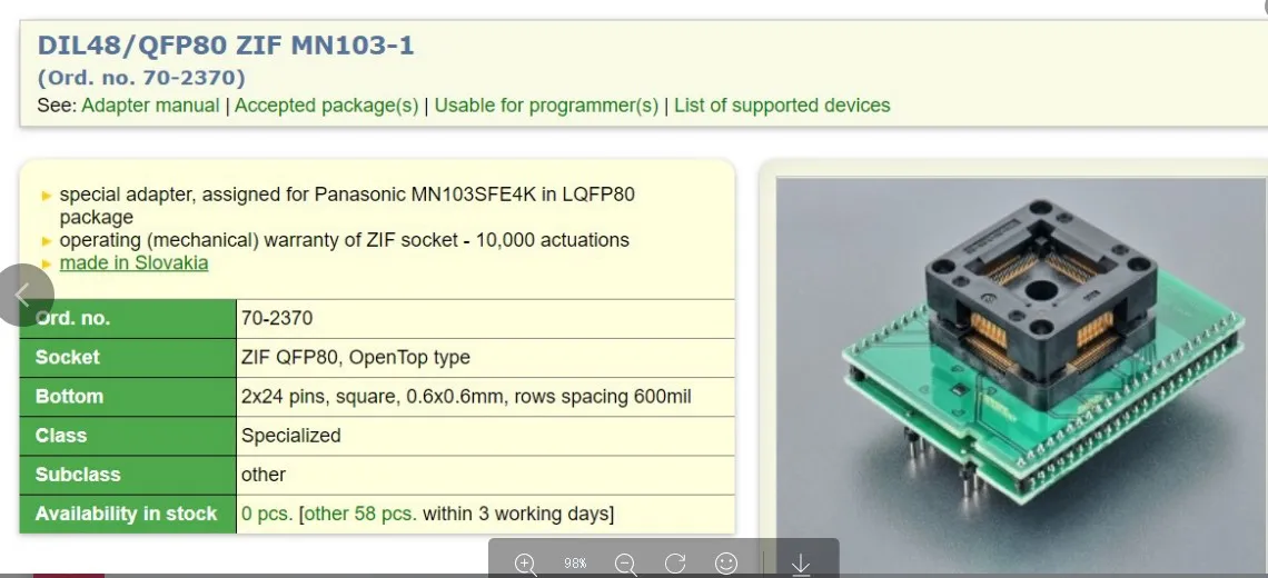 Siège d'enregistrement DIL48/QFP80 ZIF MN103-1, siège de transfert, siège adaptateur