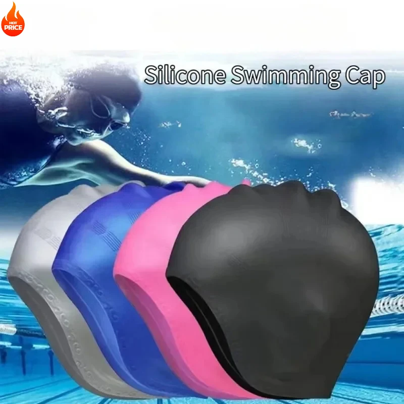 Silicone Swimming Cap For Men And Women Waterproof Swimming Cap With 3D Rar  Ear Protection Swimming Diving Cap Diving Supplies