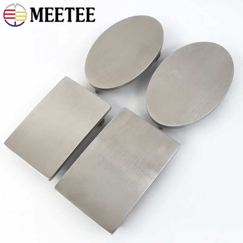 Meetee 1pc 35mm/40mm Stainless Steel Belt Buckles Metal Smooth Plate Buckle for Men's Waistband Head Pin Automatic Clasp Crafts