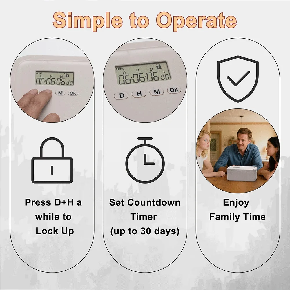 صندوق قفل الوقت الإلكتروني، حاوية قفل مؤقت آمنة، هواتف متعددة الوظائف، السجائر، العناصر الشخصية، تخزين العناصر #4