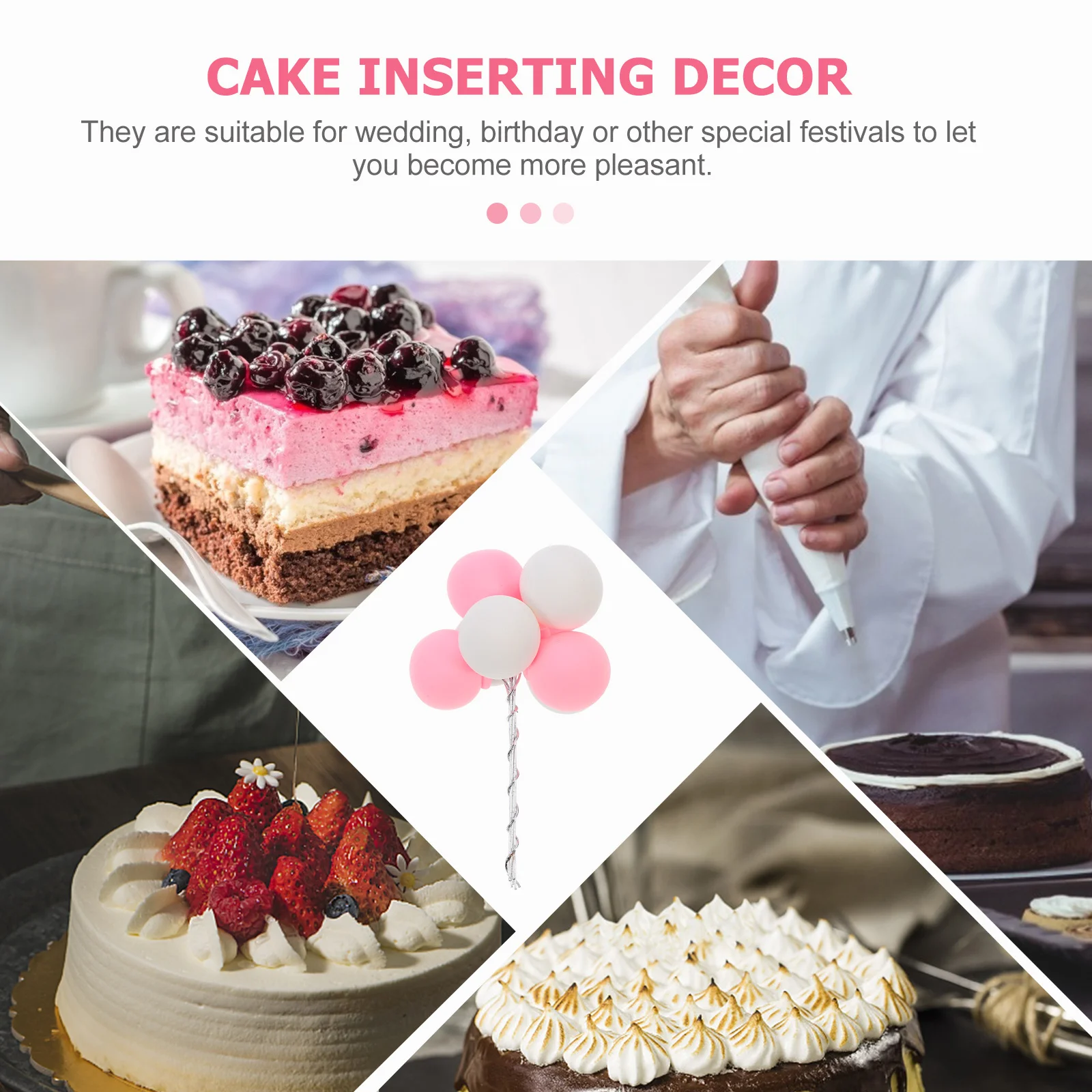 

2Pcs Balloon Shape Cake Topper Clay Reusable Wedding Birthday Dessert Baking Decor Cake Toppers Balloon Design Toppers