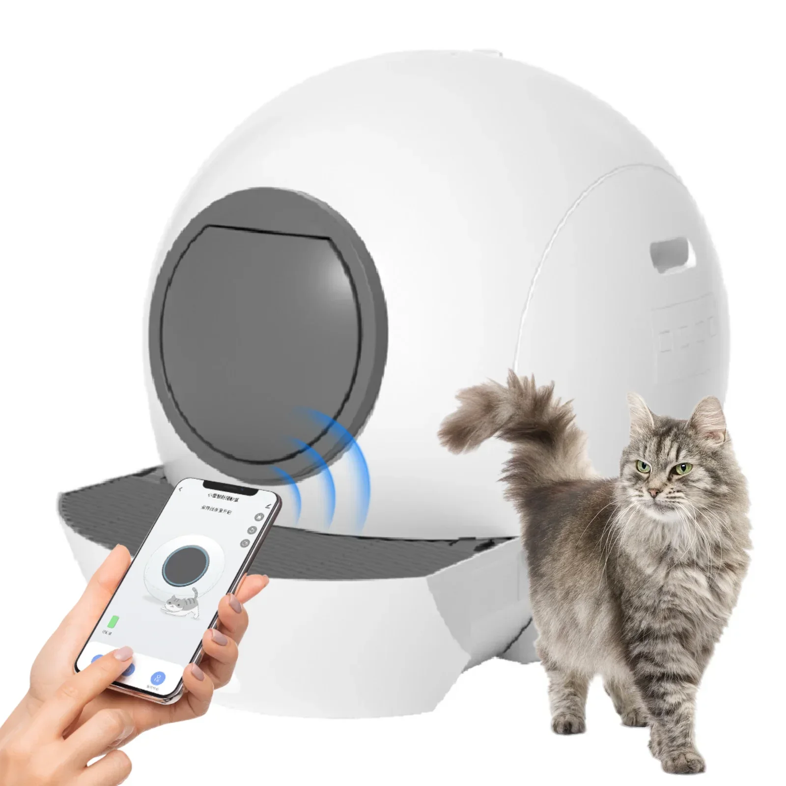 

Elspet App Control Cat Automatic Box With Artificial Rake Smart Selfcleaning Automatic Cat Box