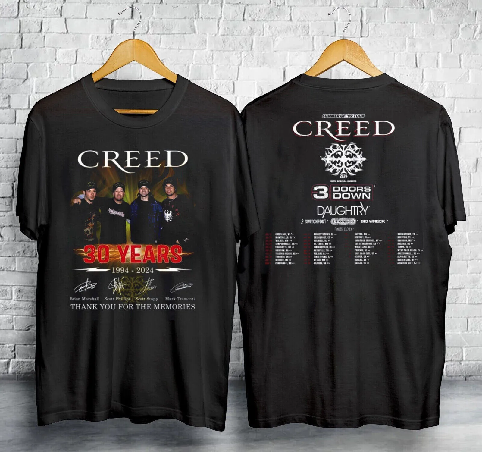 30 عامًا 1994-2024 قميص Creed Band Signatures للجنسين S-5XL هدية المشجعين