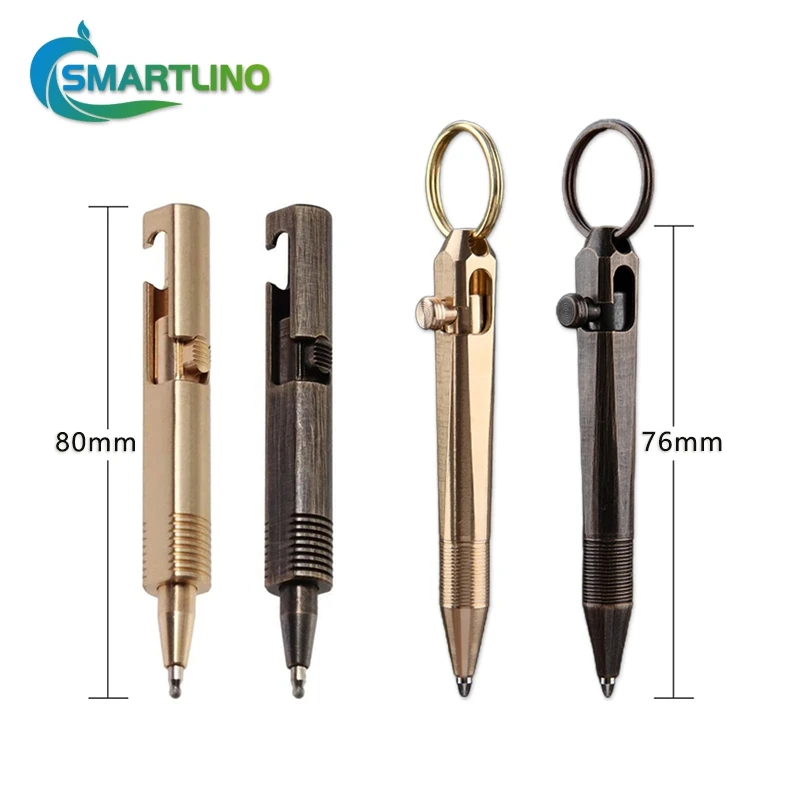 Imagem -06 - Mini Brass Bolt Action Caneta Esferográfica Bolso Signature Pen Autodefesa Edc Ferramenta de Escrita Chaveiro Estudante Escritório Material Escolar