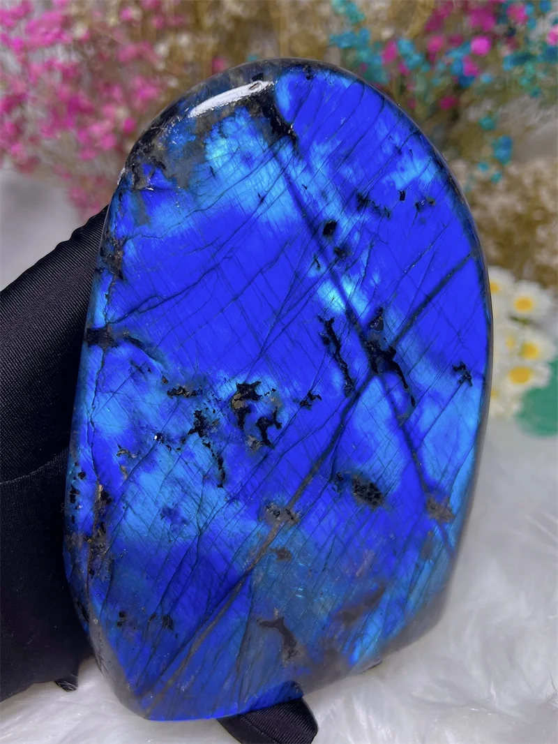 Natura Crystal Stone Devil Blue Light Labradorite SPhere Free Form  Carving Reiki Healing Stone Home Decoration Exquisite Gift