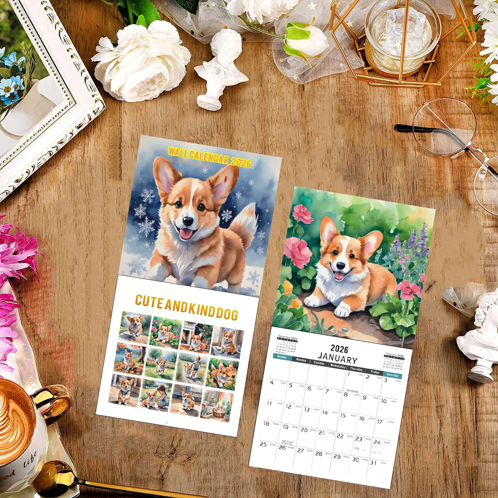 

2026 Cartoon Dog Printed Wall Calendar Perfect Gifts For Dog Lovers Daily/Weekly/Monthly Planner Home Office Wall Ornaments