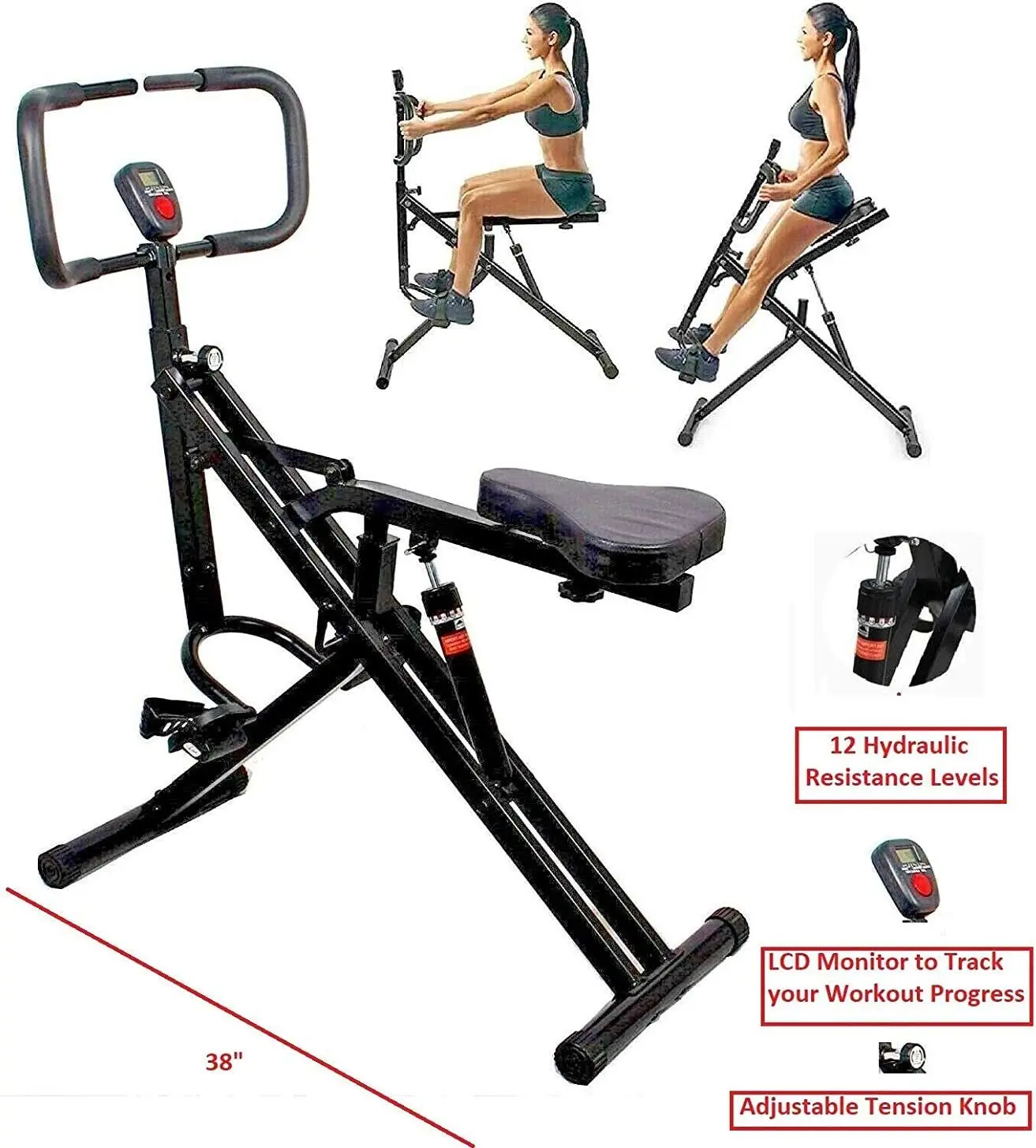 آلة ركوب الخيل القابلة للطي، معدات تمارين القلب ذات الأزمة الكاملة في صالة الألعاب الرياضية المنزلية