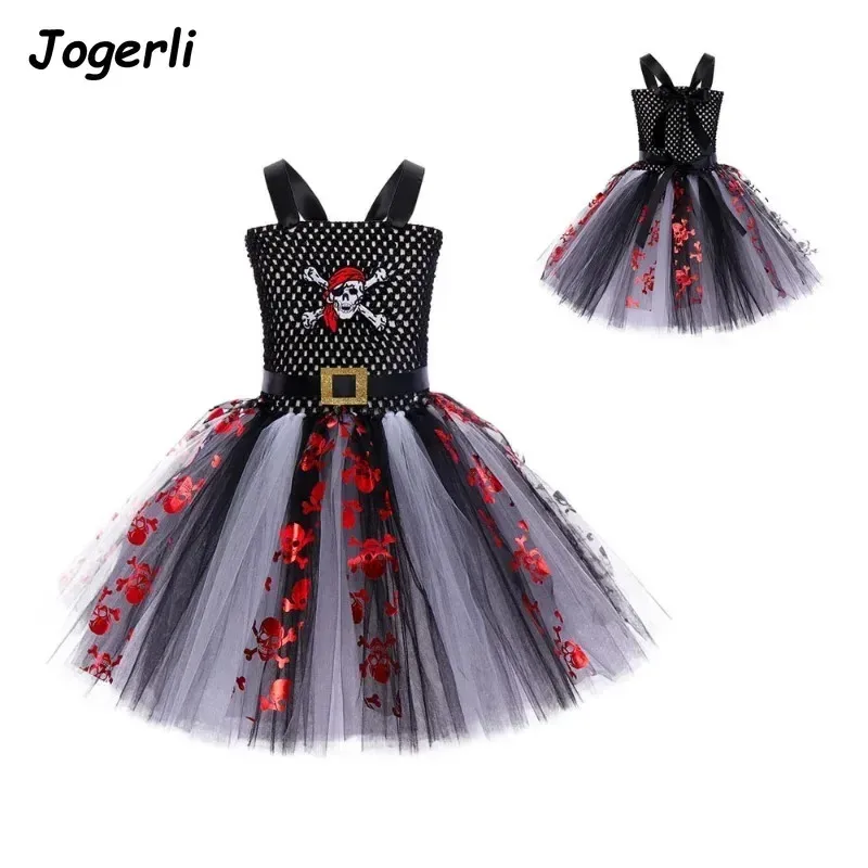 Jogerli الأطفال هالوين القراصنة شبكة الاطفال فتاة تأثيري ازياء الكاريبي كوس القماش قبعة Maska؛ k6؛ 8'،