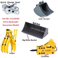 Double E EC160E Metal Quick Hitch Coupler/ Big Bucket/ Gripper/ Hammer for RC 1:14 E010 E111 Hydraulic Excavator Model