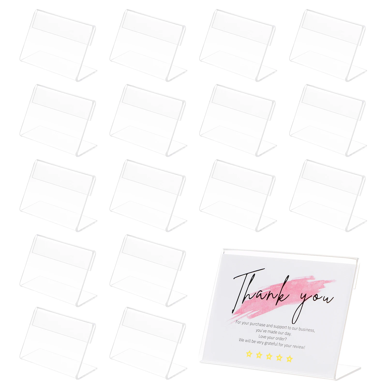 

25pcs Acrylic Card Display Stand Sign Holders for Office Hotel Transparent Sign Holder Transparent Clear Menu Price Tag Holder