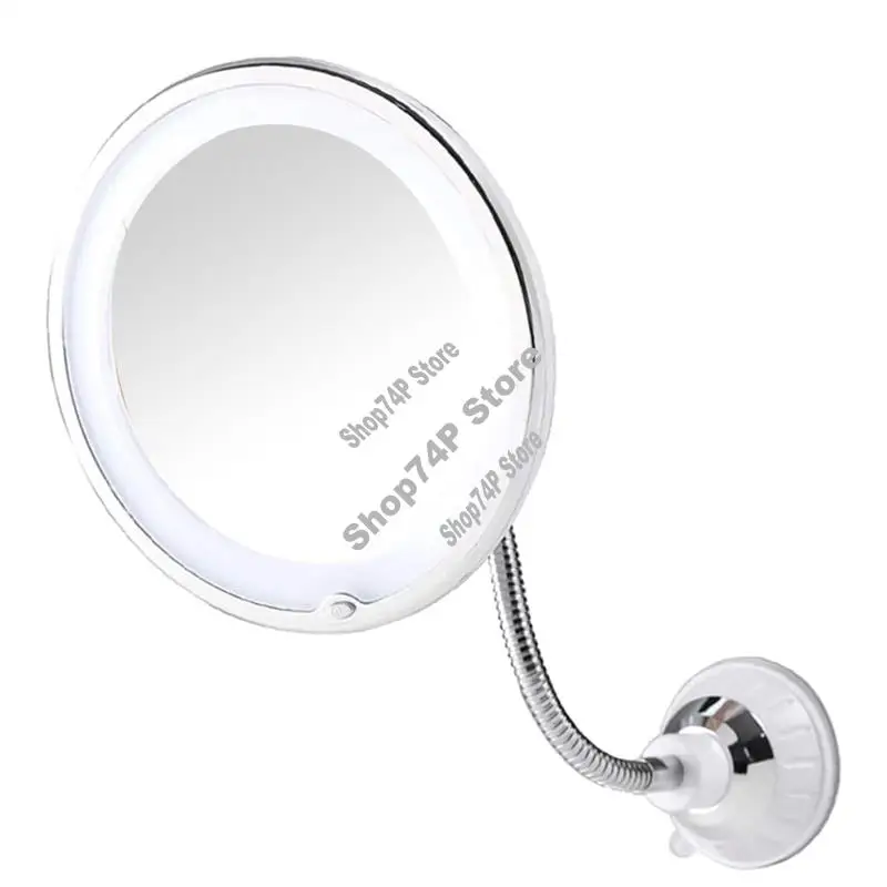 ABJY-Suction Cup Folding Mirror 360 Degree Rotation LED 10X With Strong Suction Cup Portable Cordless Travel Home Mirror