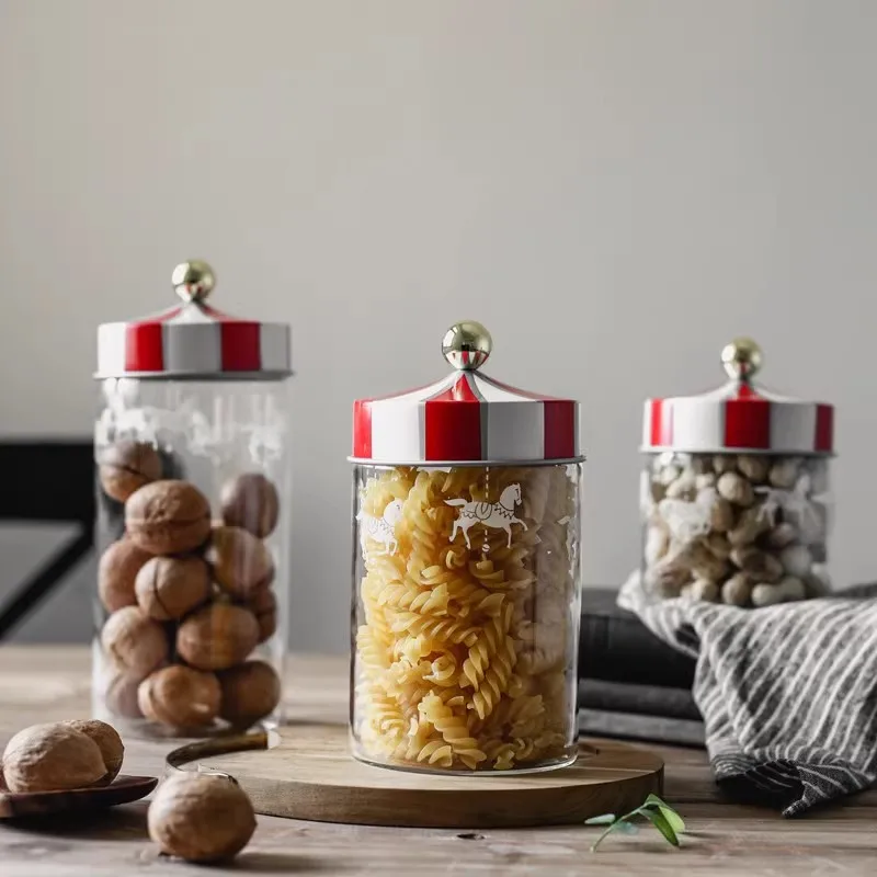 Nordic Creative Carousel Sealed Glass Jar Snacks Grains Candy Storage Jar Milk Powder Storage Jar