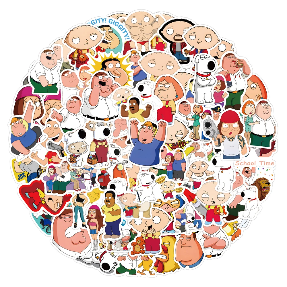 10/30/55/110PCS Family Guy Sticker Cartoon Graffiti decorazione moto Skateboard bagaglio Notebook Water Cup decalcomania impermeabile