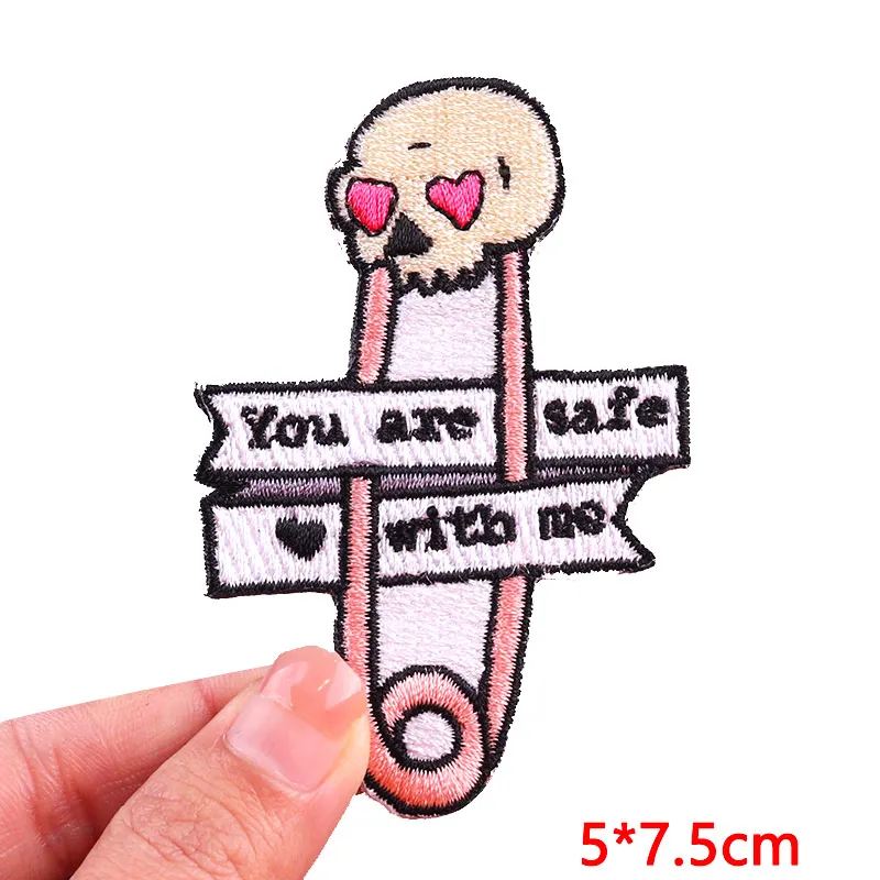 Hippie Rock/skull Embroidery Patch Cartoon/Punk Letter Patches For Clothes Iron on Patches For Clothing Jackets Sew Stickers DIY