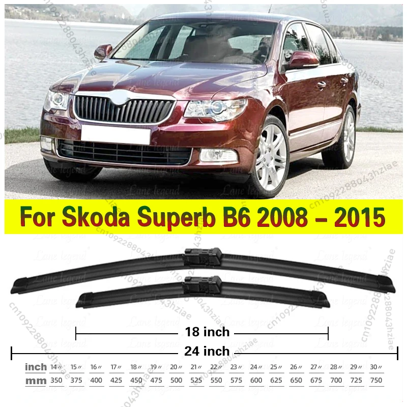 LHD Frontscheibenwischerblätter für Skoda Superb 2 B6 3T 2008–2015, Windschutzscheibenbürsten, Fenster 24 "+ 18", Autozubehör