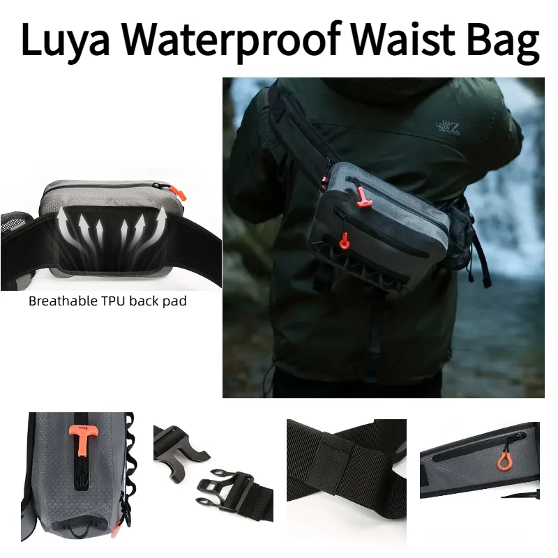 

Lure Waist Fishing Bag IPX8 Waterproof - Crossbody Sling Backpack Lightweight Tackle Storage Outdoor Sport Accessories