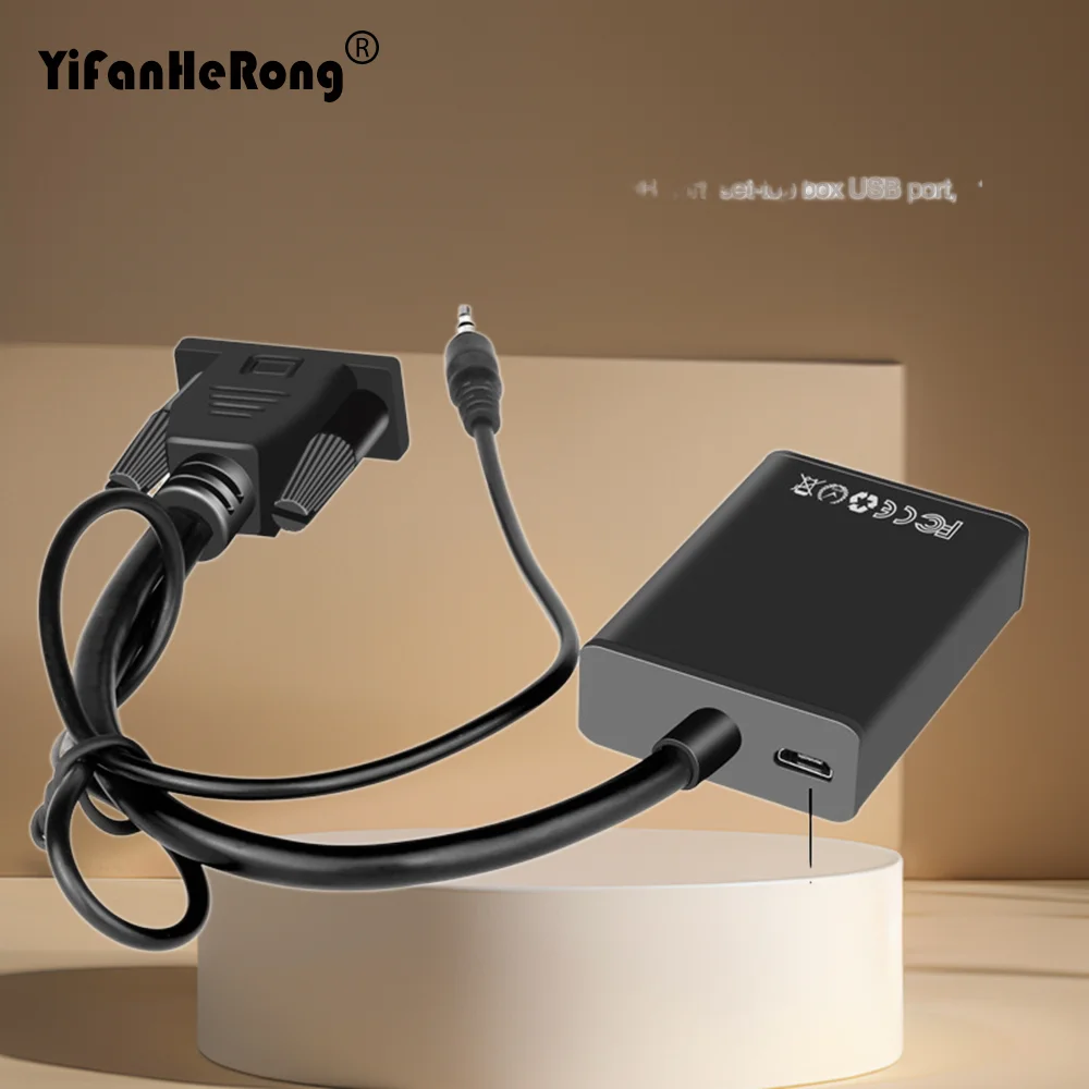 VGA-zu-HDMI-kompatibles Konverter-Adapterkabel Full HD 1080P mit Audio-Ausgang VGA HD-Adapter für PC-Laptop zu HDTV-Projektor