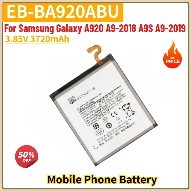 EB-BA920ABU Battery 3.85V 3720mAh for Samsung Galaxy A920 A9-2018 A9S A9-2019 Mobile Phone High Quality Replacement Battery