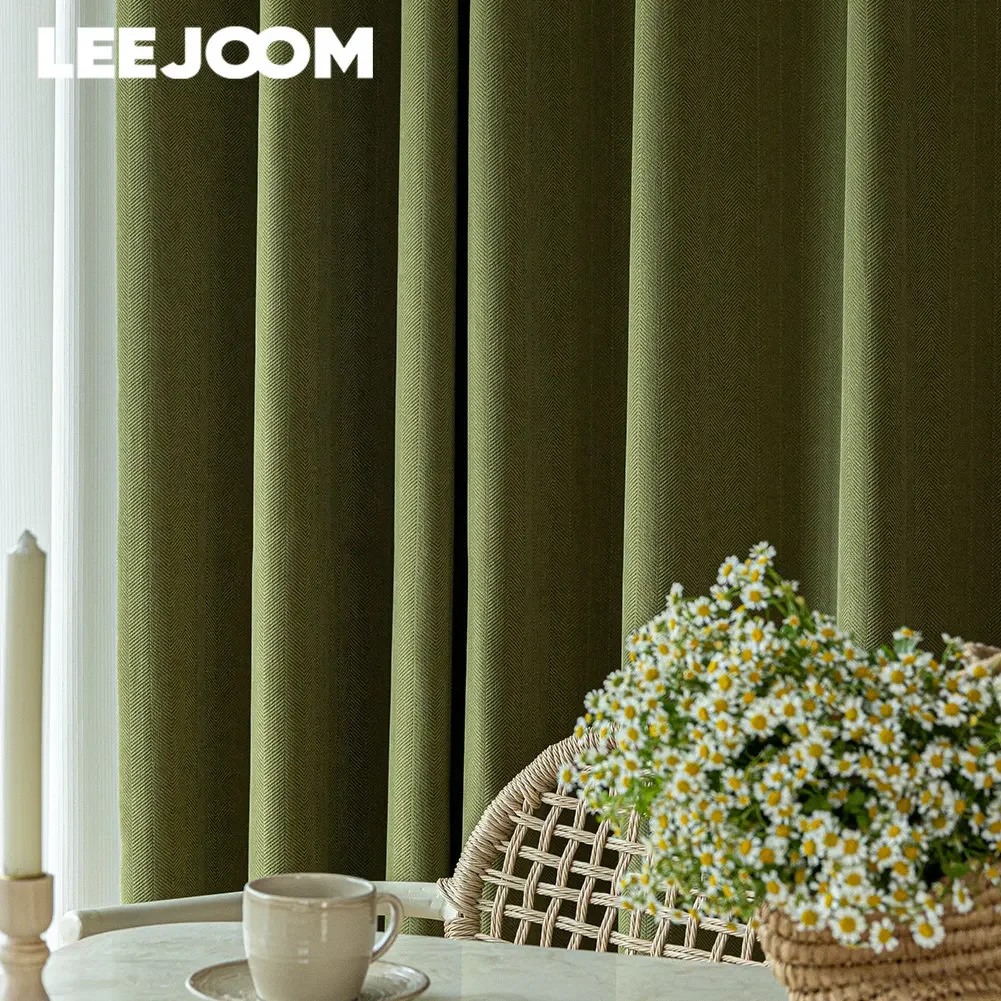 LEEJOOM Modern Style Solid Color Curtain High Shading Chenille Curtain for Living Room Bedroom 1PC