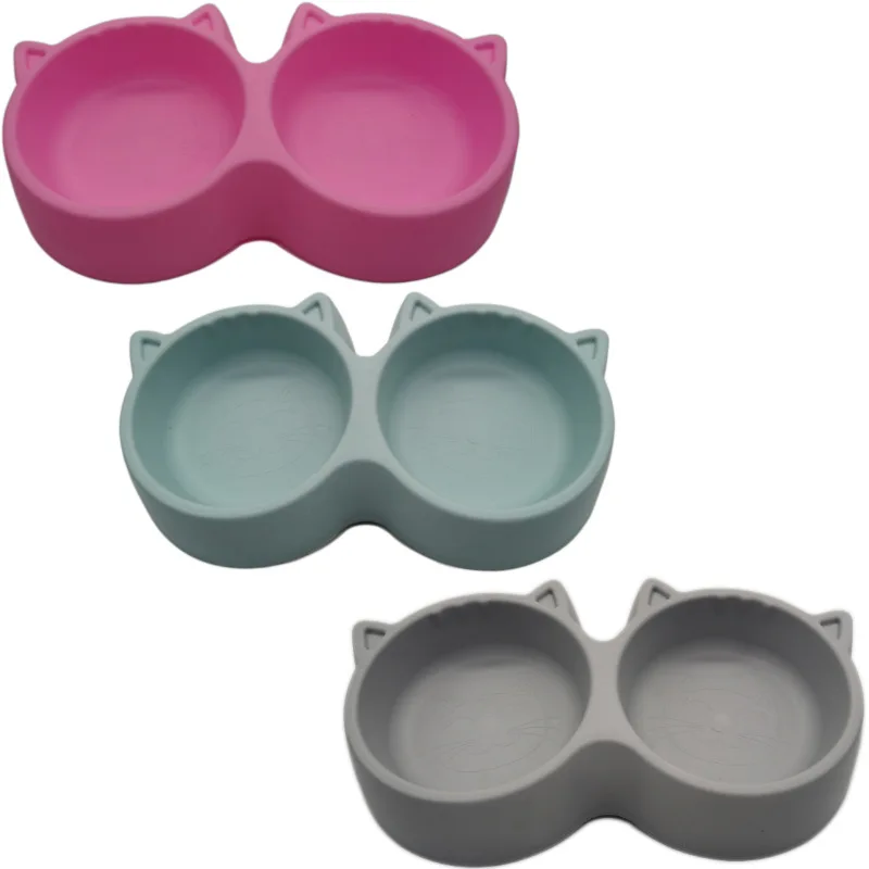 Pet Food Utensils Drinking Water Double Bowl Pet Supplies Sustainable Cat Double Bowl