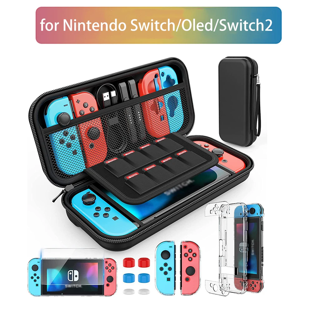 

Protective Case Storage Bags for Nintendo Switch 2 Oled Funda Screen Protector Glass Swicht Joystick Grip Caps Game Accesorios