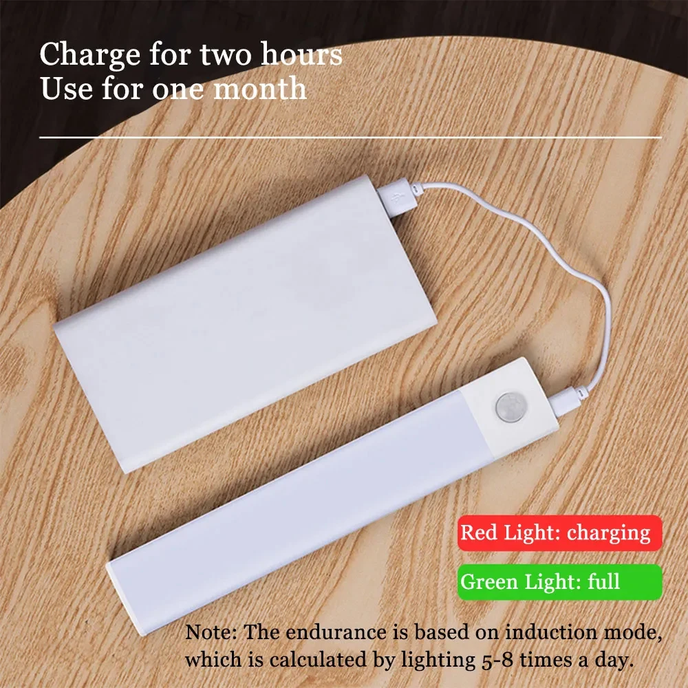 10-40CM Ultra thin LED Light Cabinet Light Motion Sensor Wireless USB Rechargeable For Kitchen bedroom Wardrobe lighting