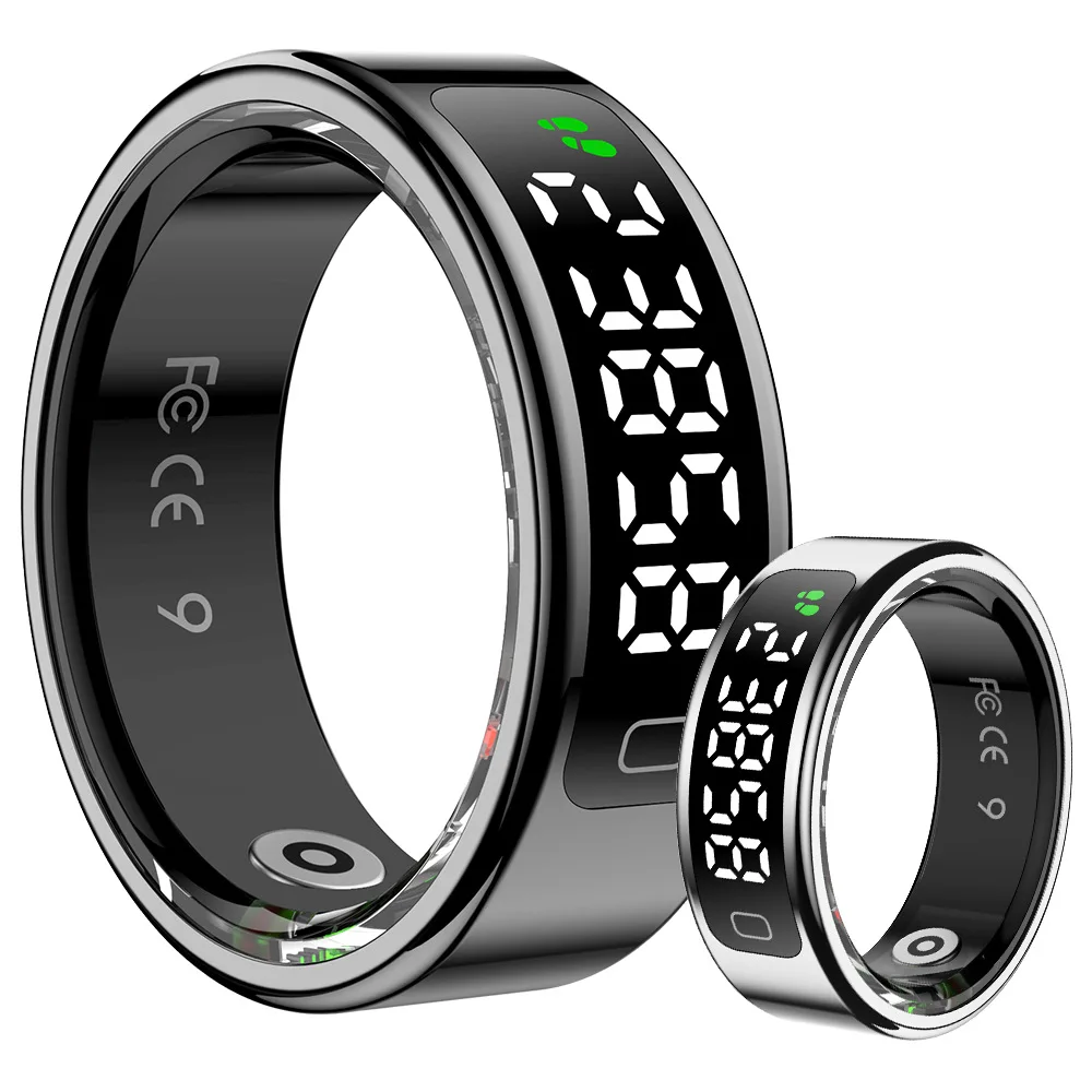 Smart Ring Men Women Display Screen Gesture Swipe Video Smartring Waterproof Heart Rate Sleep Monitor Qring for Android IOS